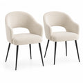 2er-Set Esszimmerstühle aus Bouclé in Beige mit Metallbeinen