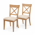 2er Set Esszimmerstühle aus Holz mit Polsterung in Beige