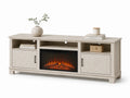TV-Ständer mit elektrischem Kamin aus MDF und Laminat, 180 cm, Beige