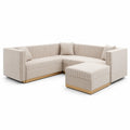 Ecksofa mit Hocker Cord Beige L-Form