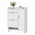 Schuhschrank Weiß MDF Metallfüße 115x90x30cm