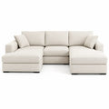 Ecksofa L-Form Beige Stoff 275x190x85cm