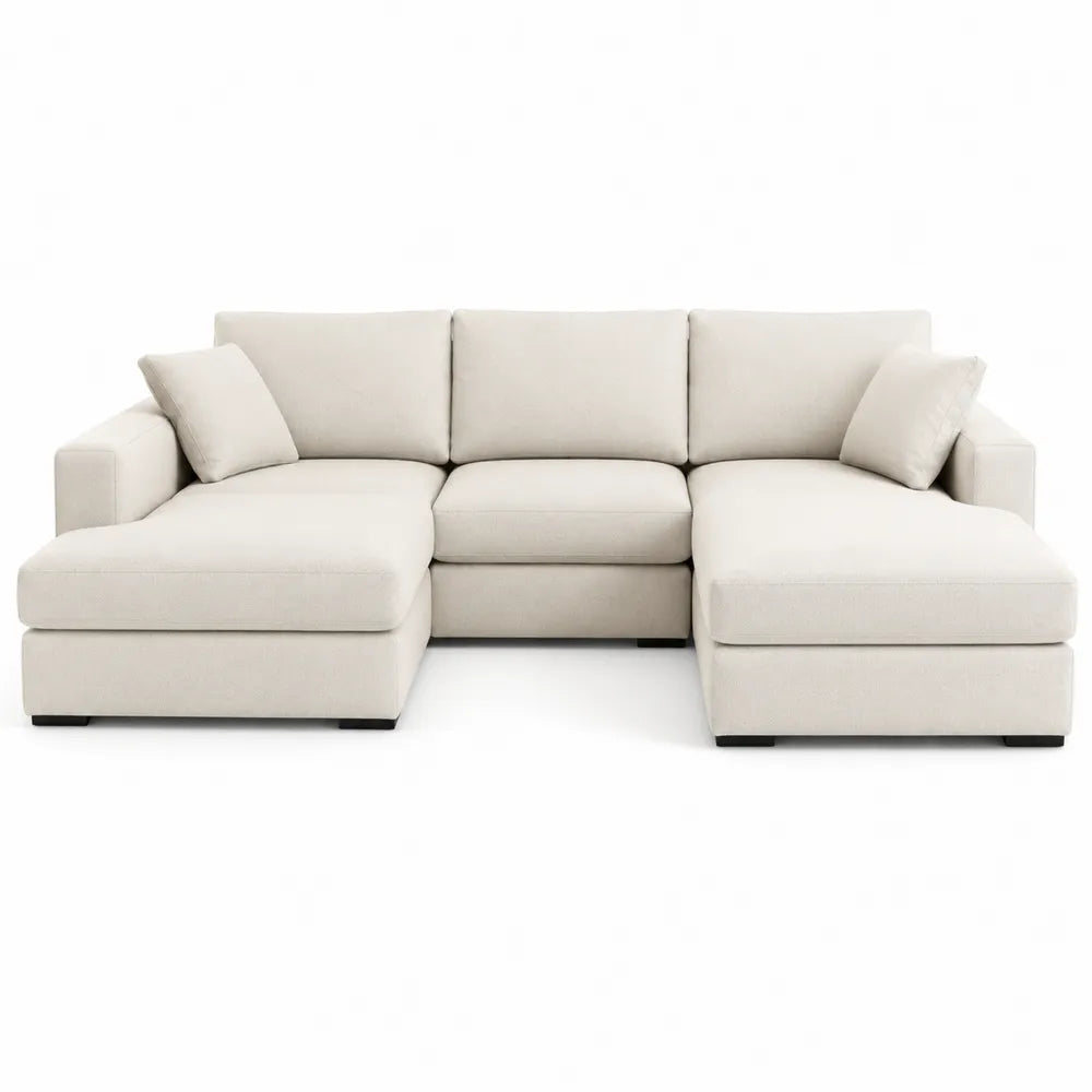 Ecksofa L-Form Beige Stoff 275x190x85cm