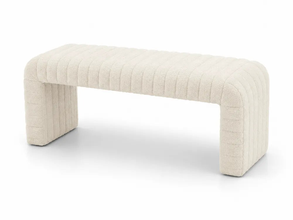 Polsterbank Bouclé Creme 120 cm