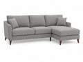 Ecksofa Grau Stoff L-Form Holzfüße