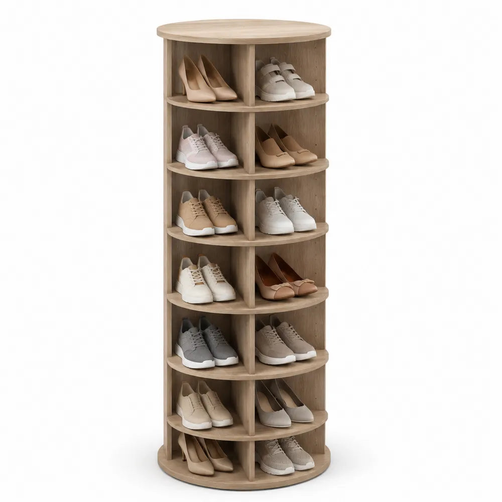 Rundes drehbares Schuhregal aus Holz