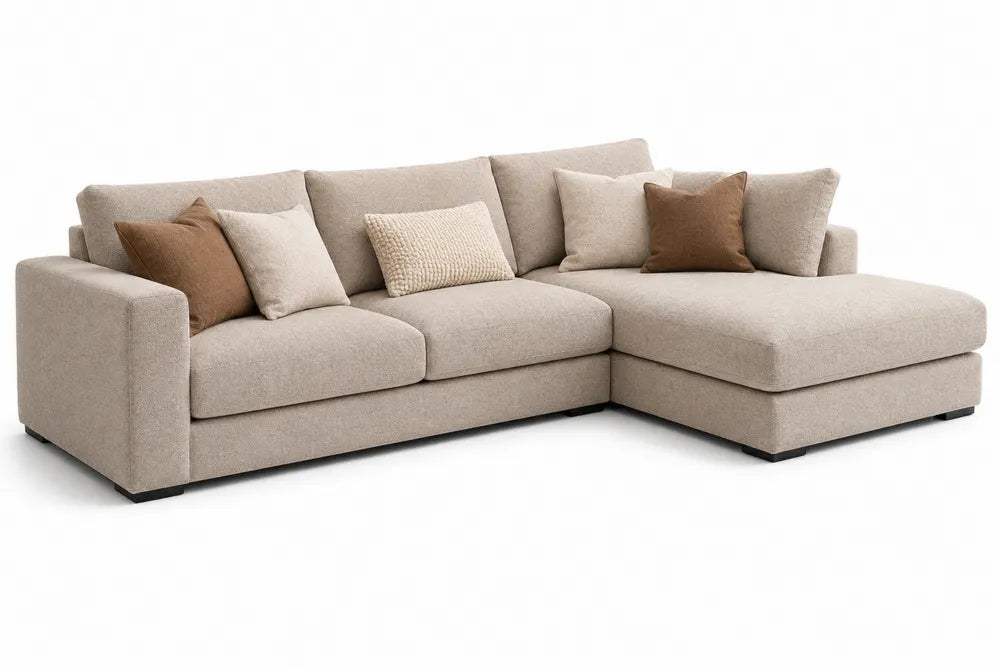 Ecksofa Beige Stoff L-Form