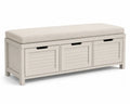 Holzbank mit Stauraum und Leinenbezug Beige 120x40x45 cm