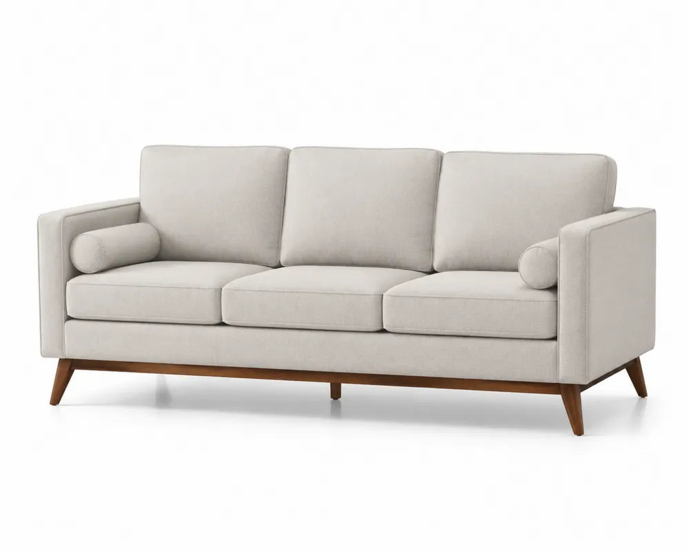 3-Sitzer Sofa Stoff Holzbeine Beige