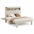 Holzbett mit Regal und Matratze, Beige