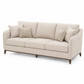 3-Sitzer Sofa Stoff Beige mit Holzbeinen 220x90x85cm