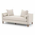 Beiges Sofa aus Polyester mit Holzbeinen und Kissen