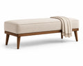 Holz Sitzbank Stoff Beige 150cm